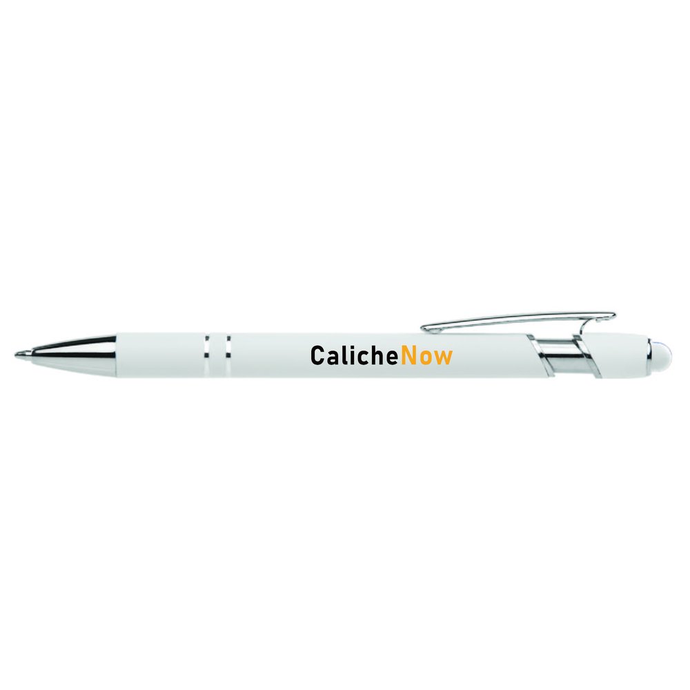 Soft-Touch Stylus Ballpoint Pen - Black Ink - White
